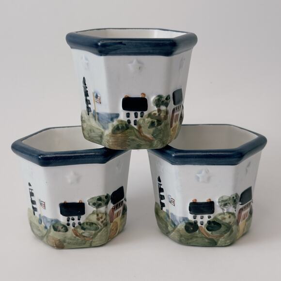 Waxcessories Votive Holder Countryside Collection set of 3, Lighthouse, Sea, VTG - Picture 6 of 11